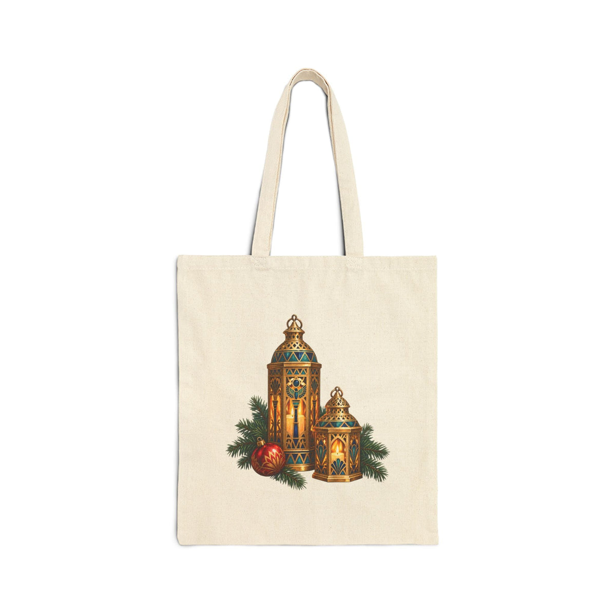 Egyptian Lanterns Christmas Canvas Tote — Festive Candlelight Printify