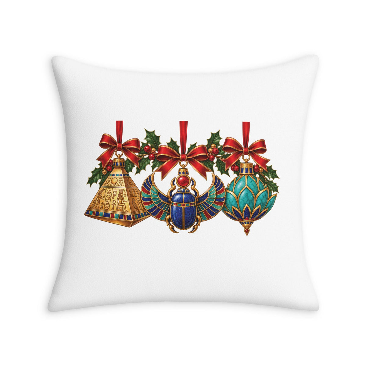Egyptian Christmas Ornaments Throw Pillow Case Printify