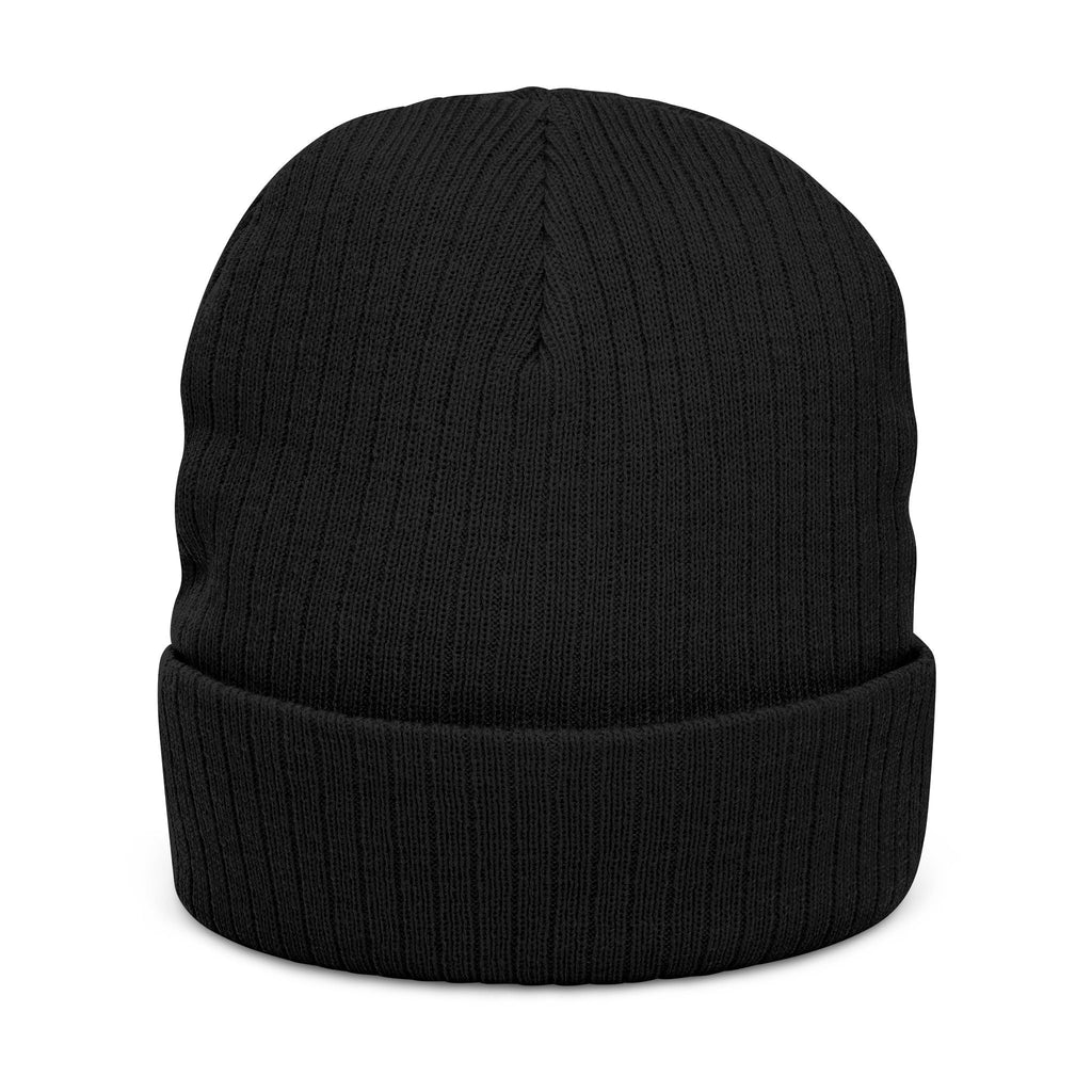 Ribbed knit beanie with embroidered eagle