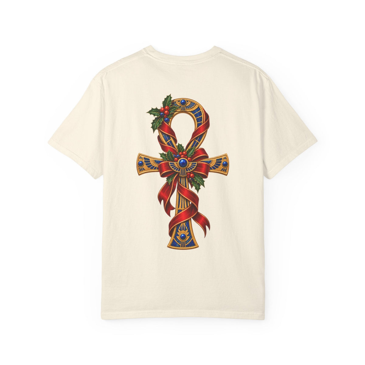 Egyptian Ankh Christmas Ribbon T-Shirt Printify