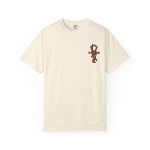 Egyptian Ankh Christmas Ribbon T-Shirt Printify