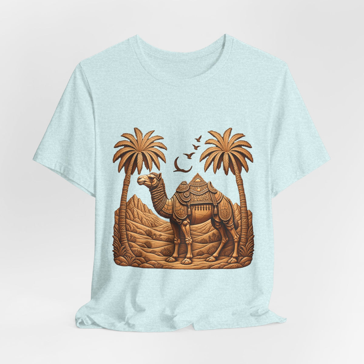 Camel Oasis T-Shirt — Egyptian Desert Palm Graphic Tee Printify
