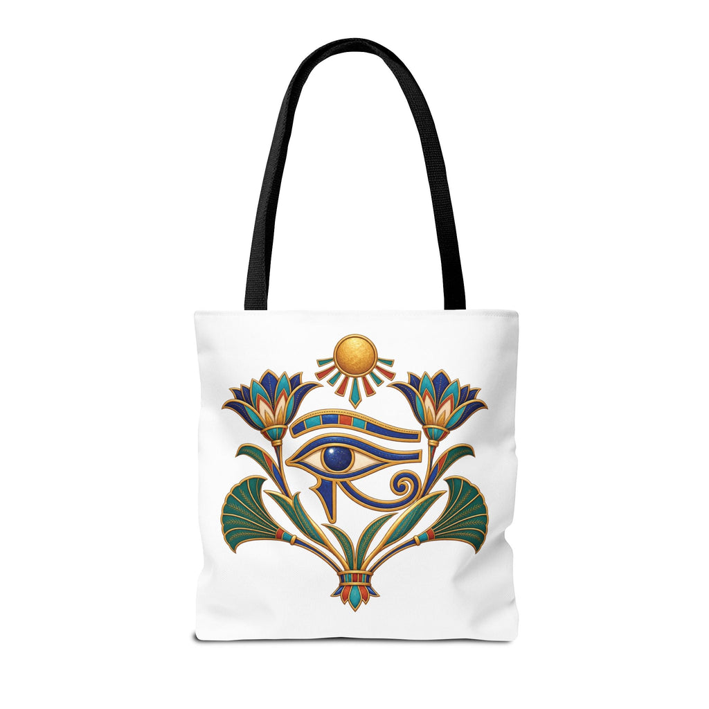 Eye of Horus and lotus Egyptian heritage all-over print tote bag