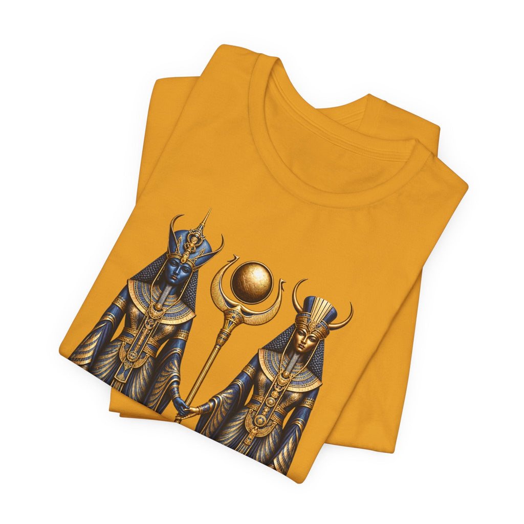 Egyptian Goddess Duo T-Shirt — Ankh & Sun Staff Graphic Tee Printify