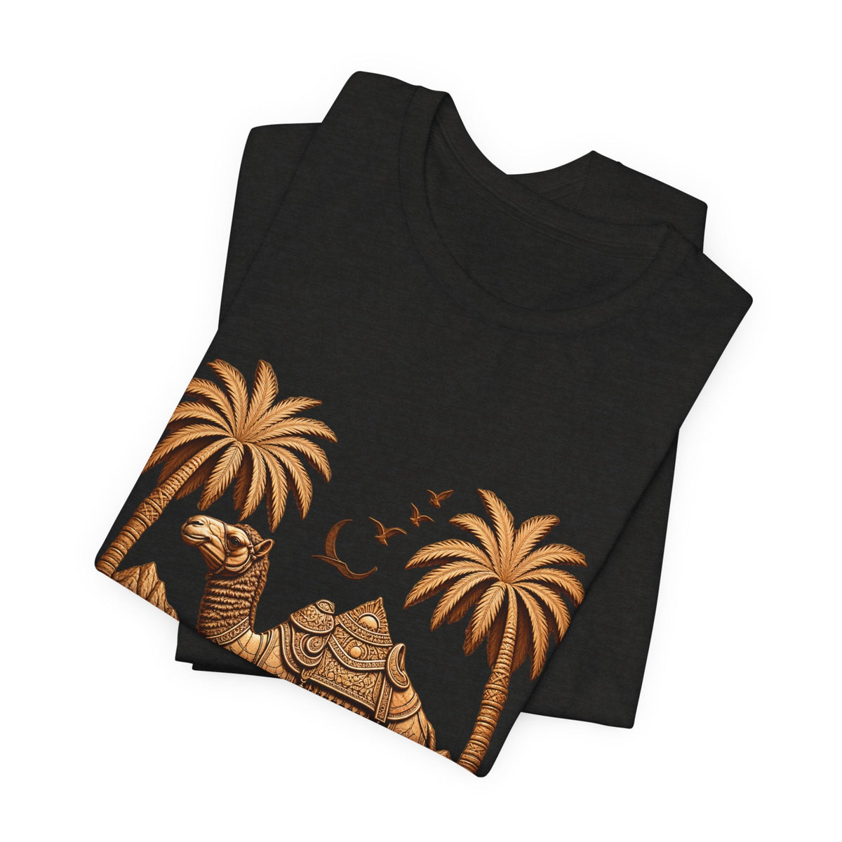 Camel Oasis T-Shirt — Egyptian Desert Palm Graphic Tee Printify
