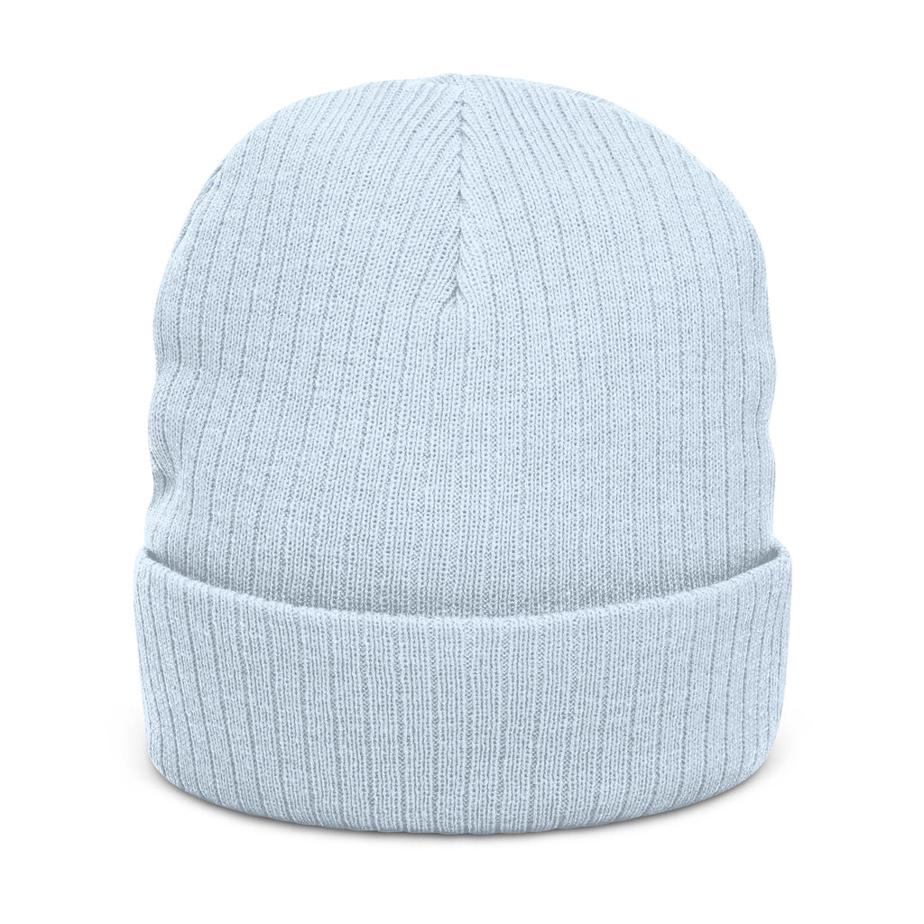 Ribbed knit beanie with embroidered eagle