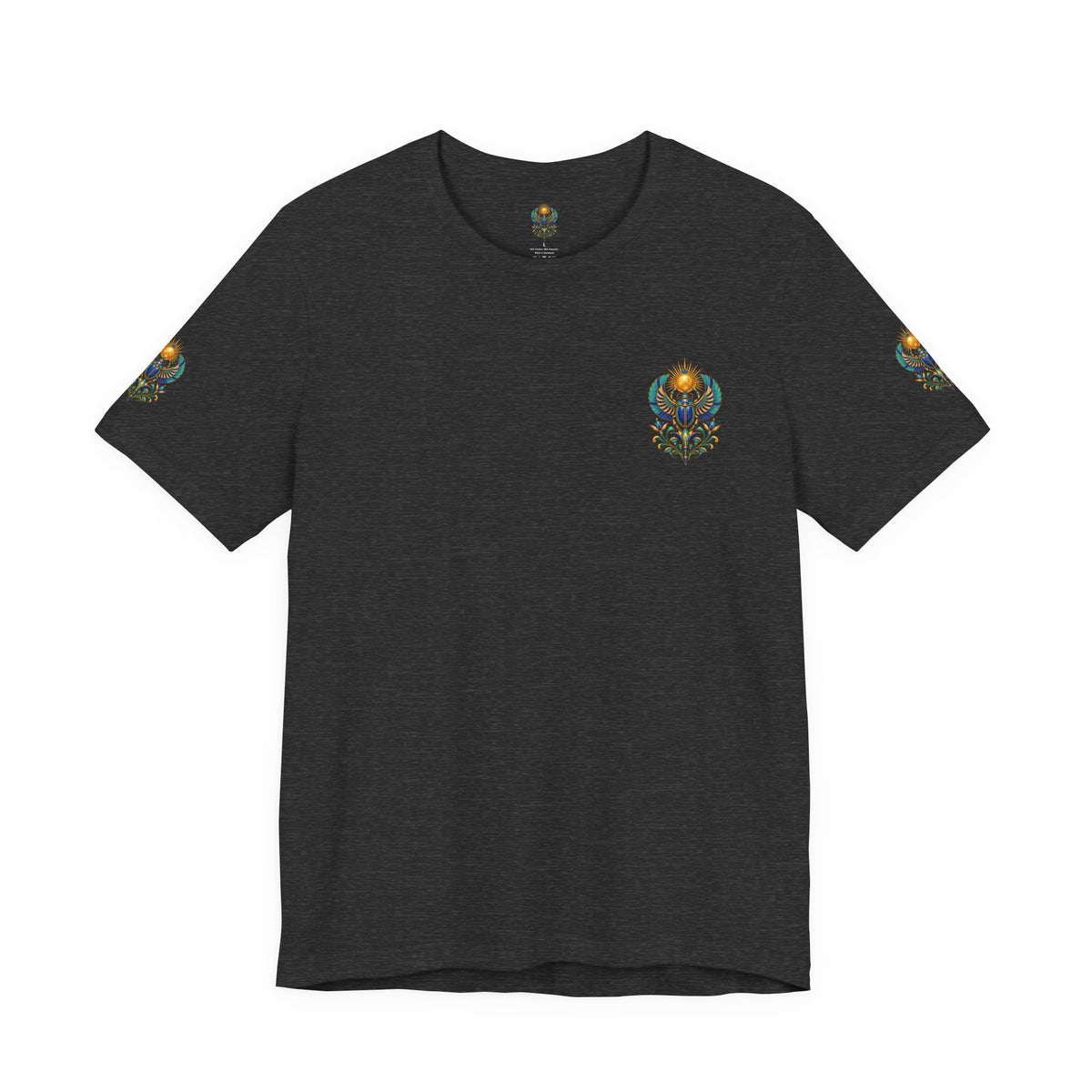 Scarabs & Sun Egyptian Scarab T-Shirt — Golden Sunback Graphic Tee Printify