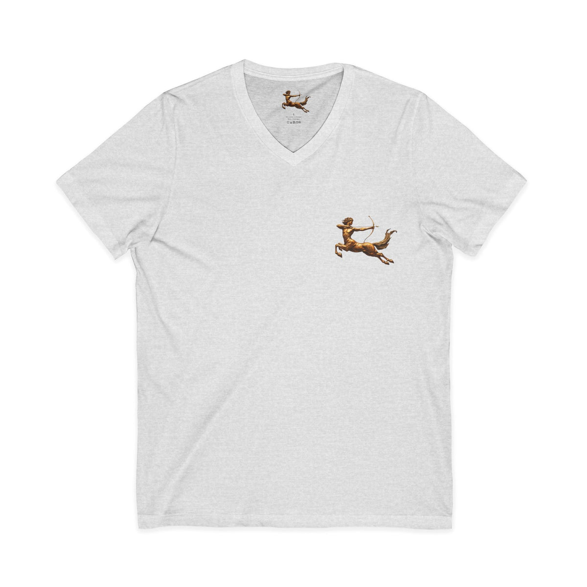 V-neck T-shirt with archer centaur graphic