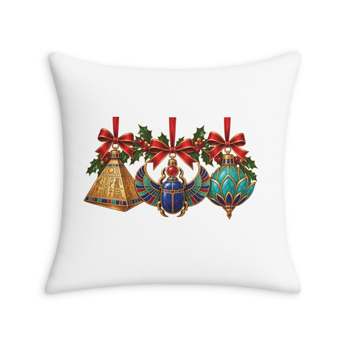 Egyptian Christmas Ornaments Throw Pillow Case Printify