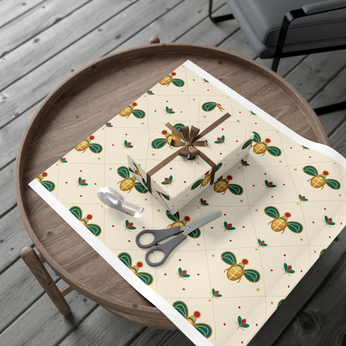 Egyptian Scarab Christmas Wrapping Paper | Egyptian Heritage Gift Wrap Printify