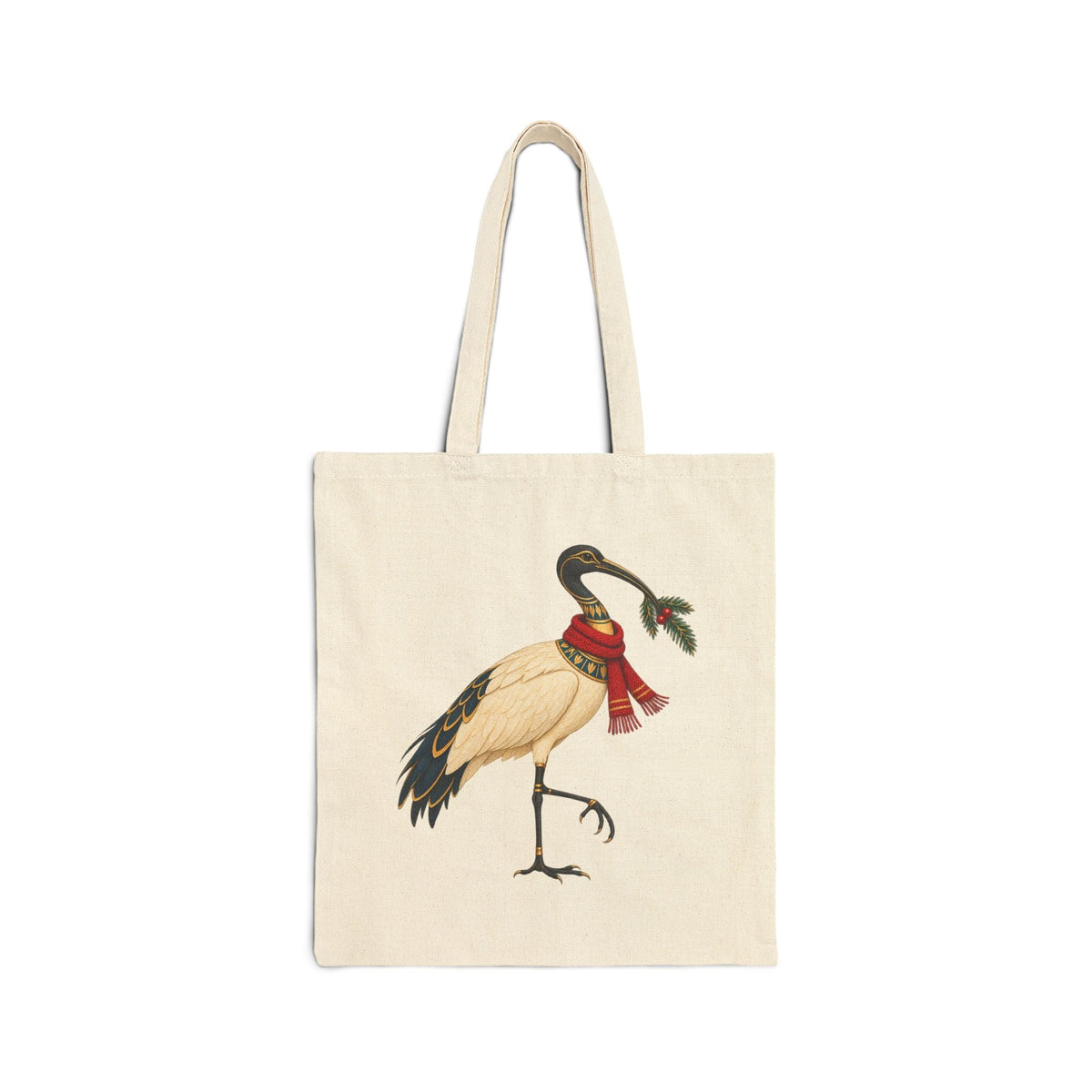 Sacred Ibis Christmas Canvas Tote — Egyptian Holiday Bird Printify