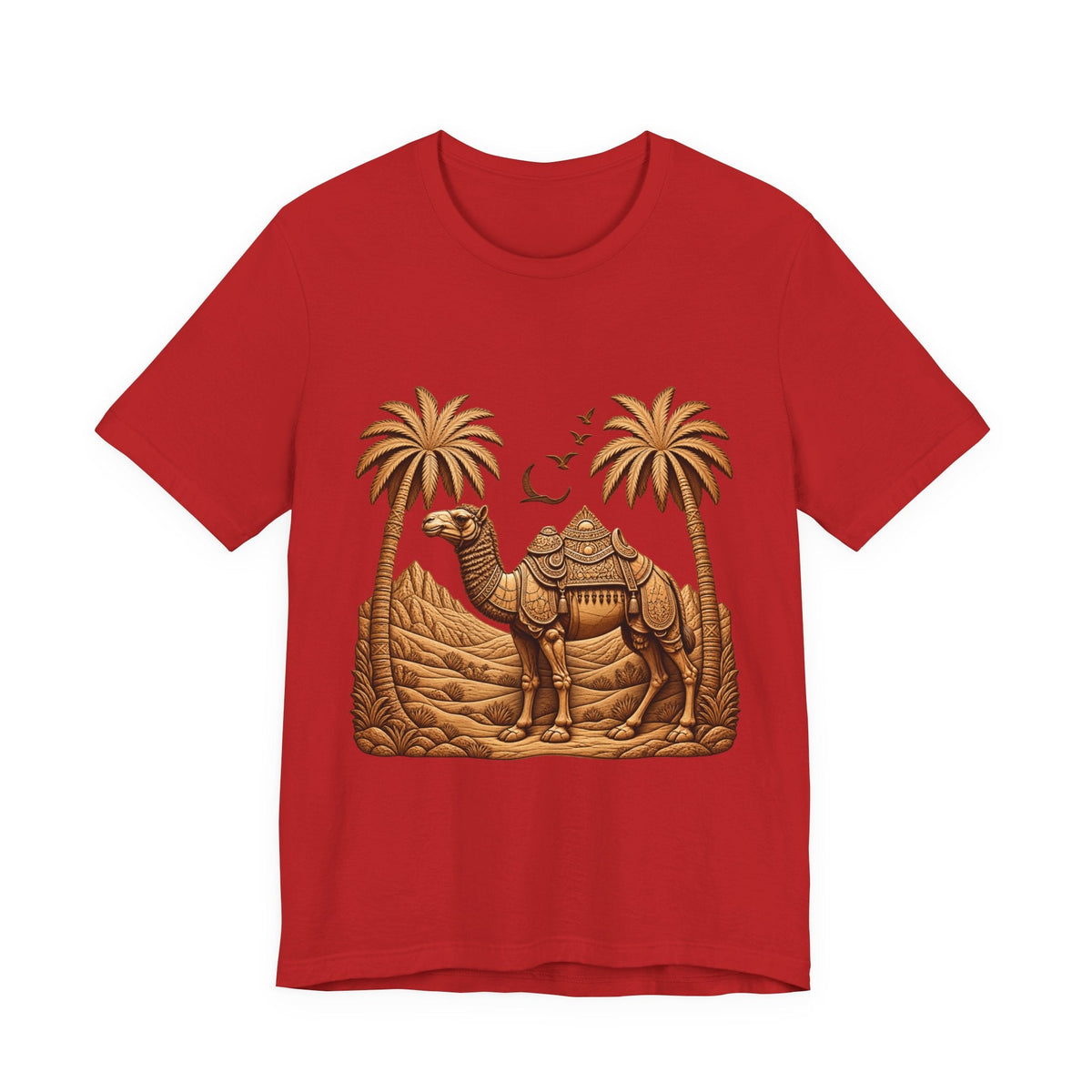 Camel Oasis T-Shirt — Egyptian Desert Palm Graphic Tee Printify