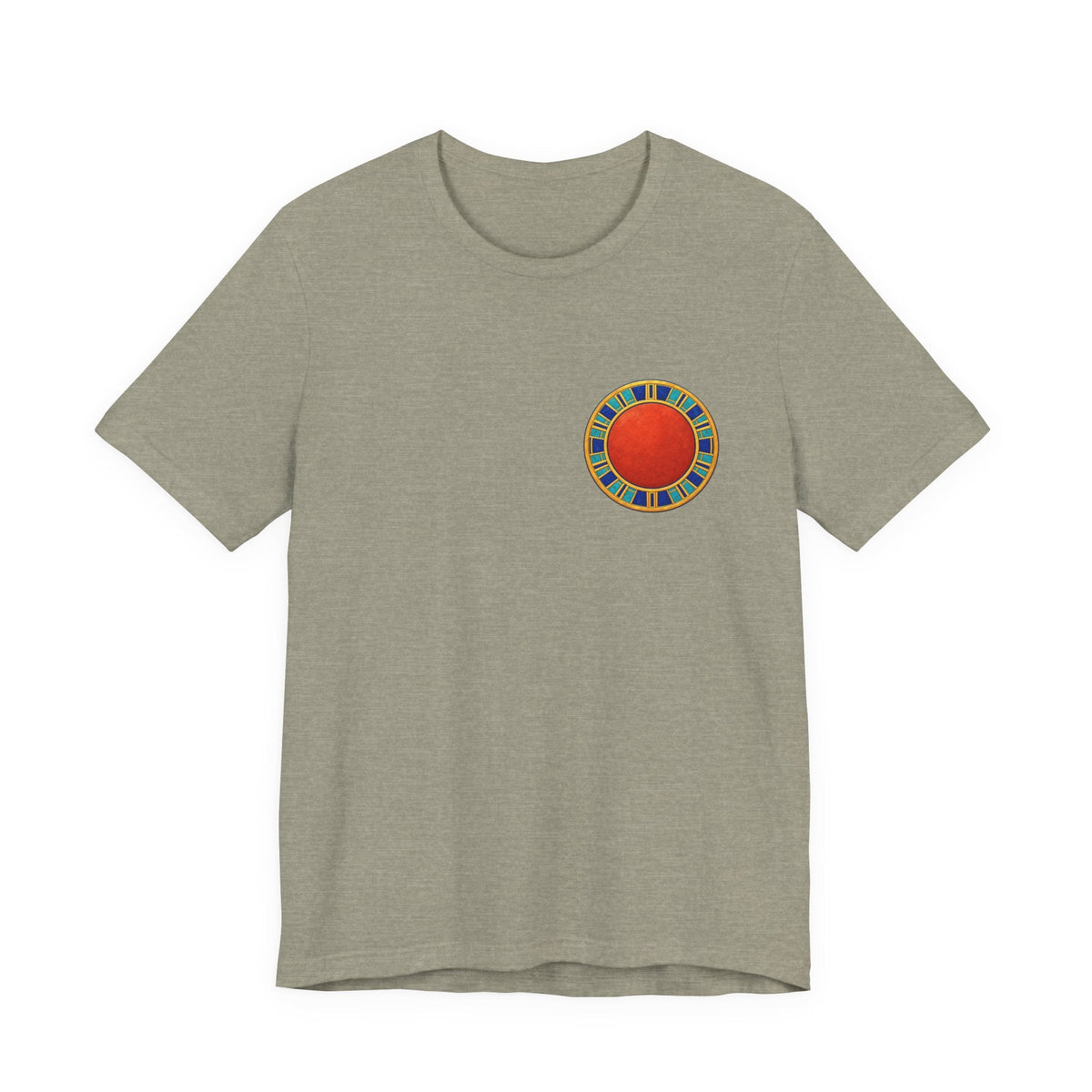 Unisex T-shirt with red Egyptian sun disk chest graphic