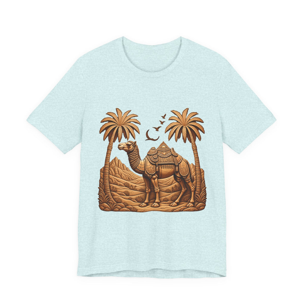 Camel Oasis T-Shirt — Egyptian Desert Palm Graphic Tee Printify