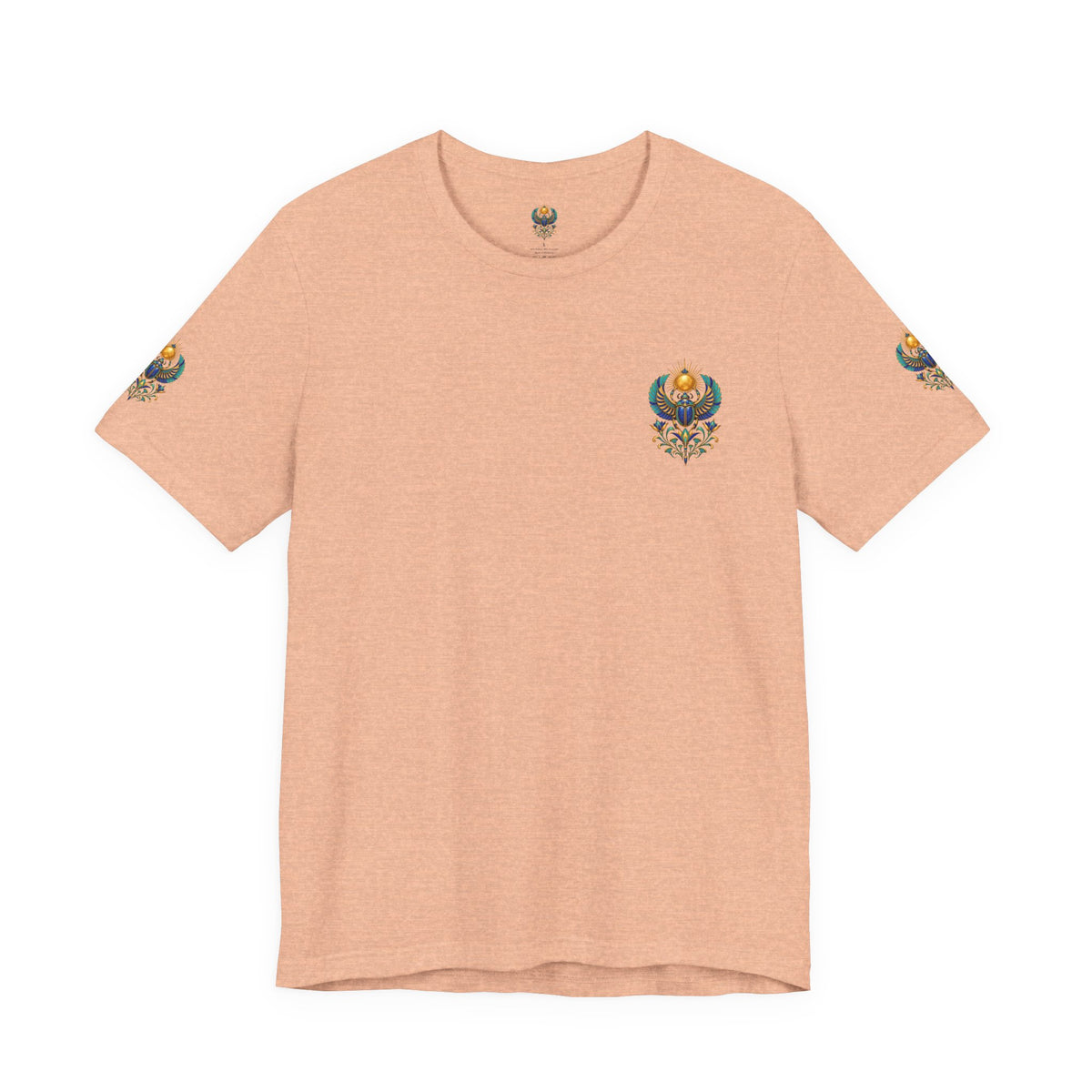 Scarabs & Sun Egyptian Scarab T-Shirt — Golden Sunback Graphic Tee Printify