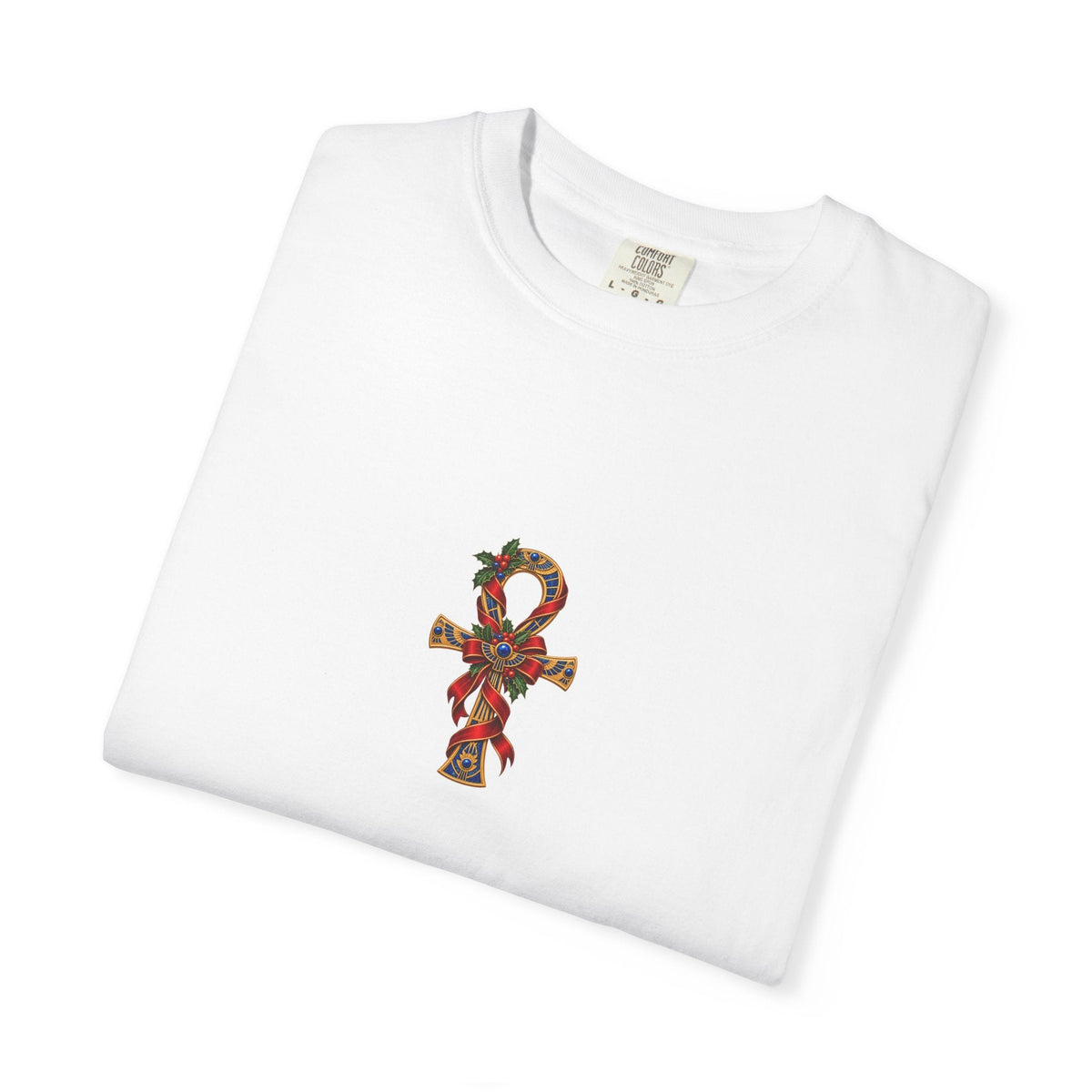 Egyptian Ankh Christmas Ribbon T-Shirt Printify