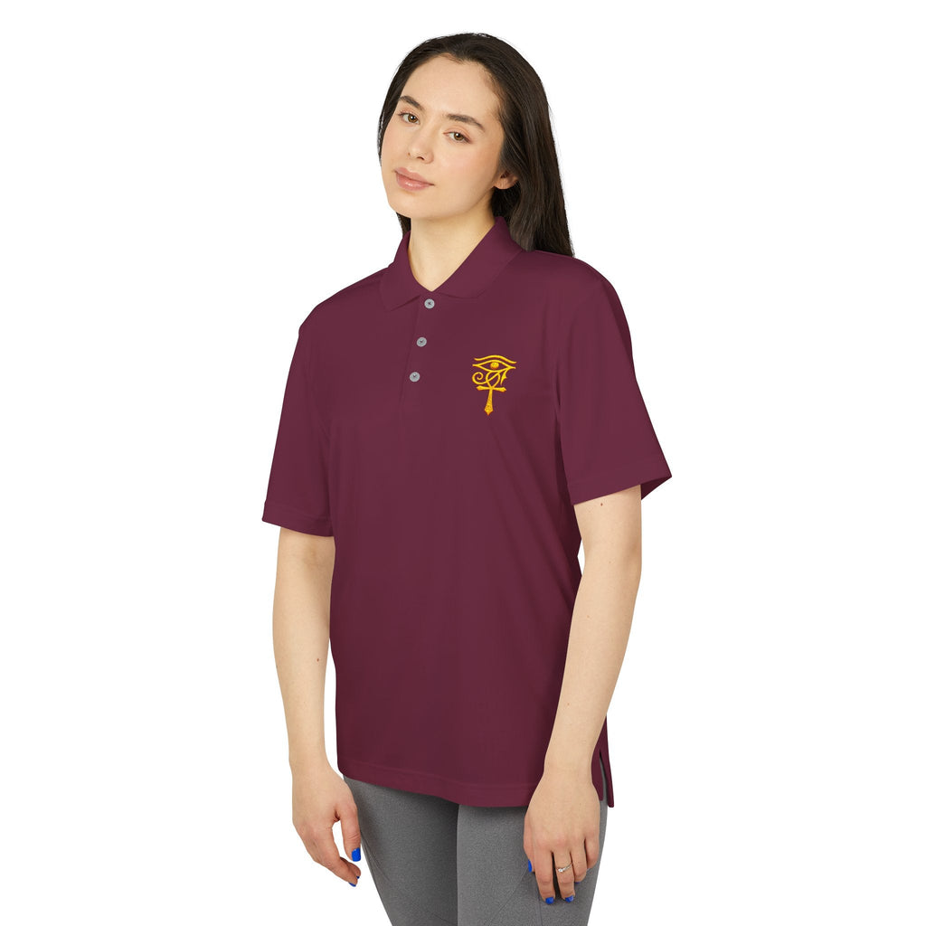 Eye of Horus Polo Shirt — Egyptian Symbol Embroidered Performance Golf Polo Printify