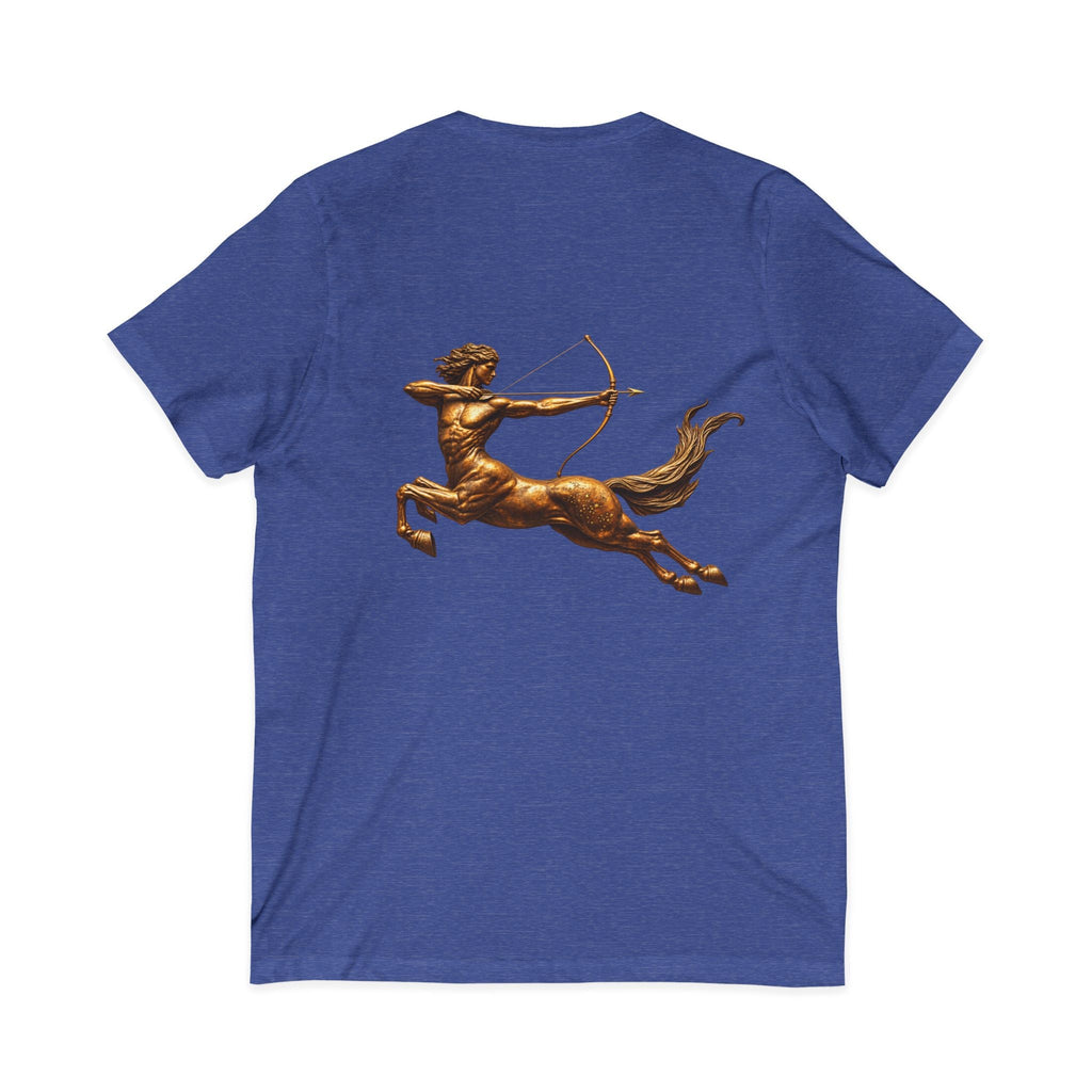 V-neck T-shirt with archer centaur graphic