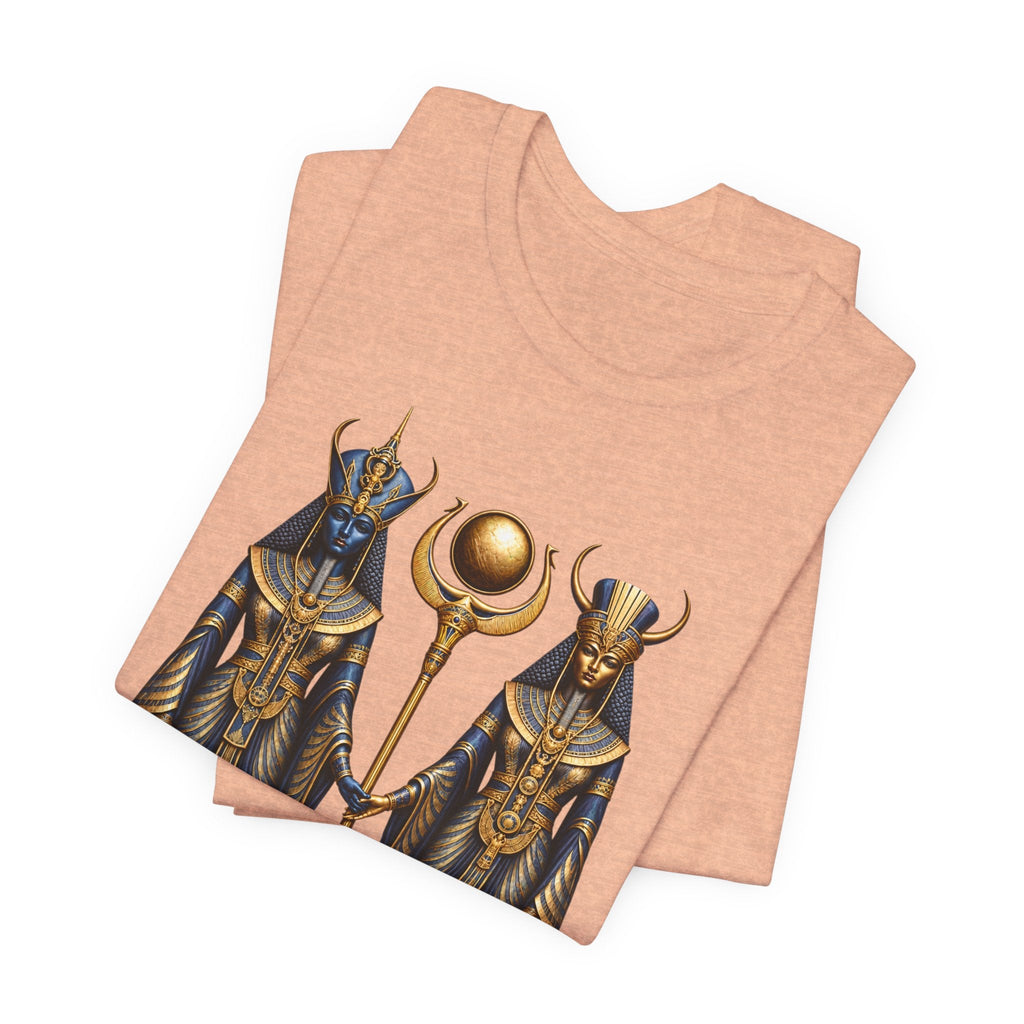 Egyptian Goddess Duo T-Shirt — Ankh & Sun Staff Graphic Tee Printify