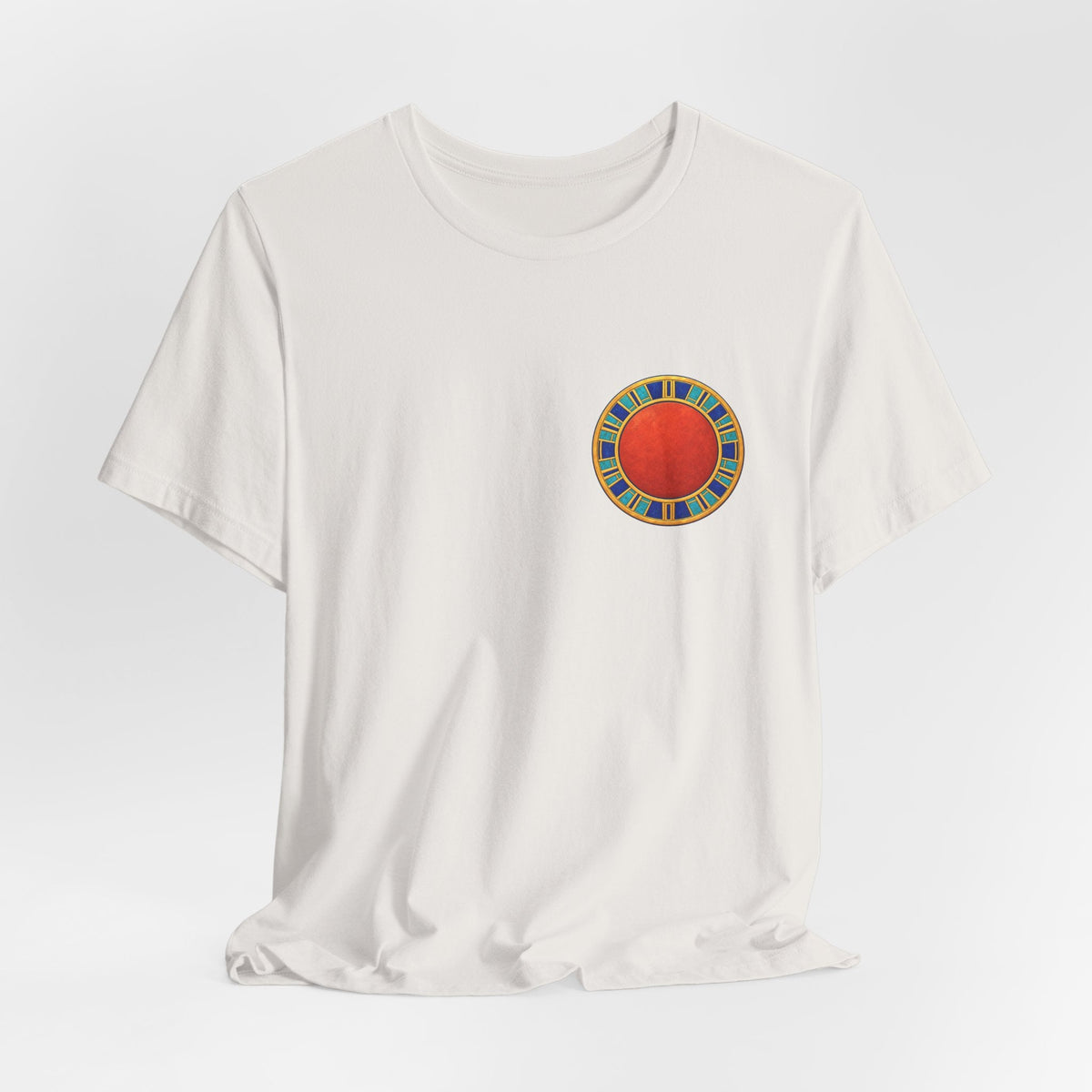 Unisex T-shirt with red Egyptian sun disk chest graphic