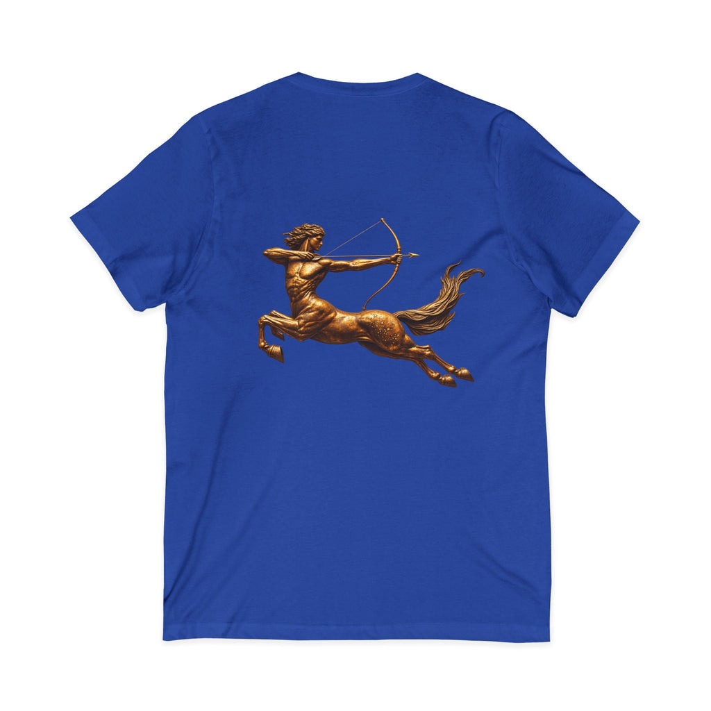 V-neck T-shirt with archer centaur graphic