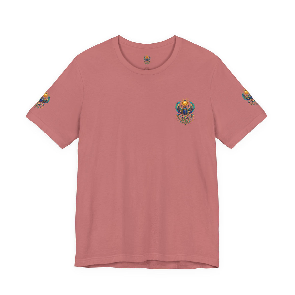 Scarabs & Sun Egyptian Scarab T-Shirt — Golden Sunback Graphic Tee Printify