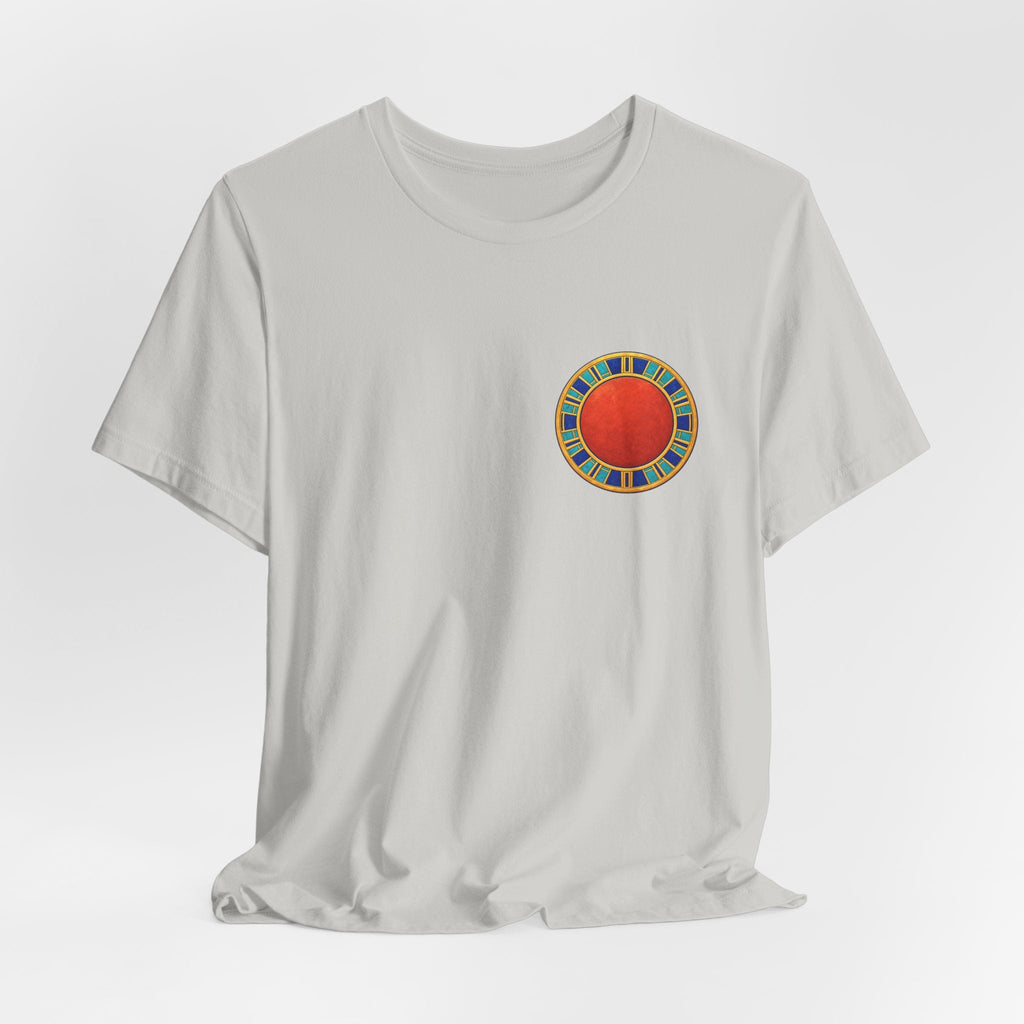 Unisex T-shirt with red Egyptian sun disk chest graphic
