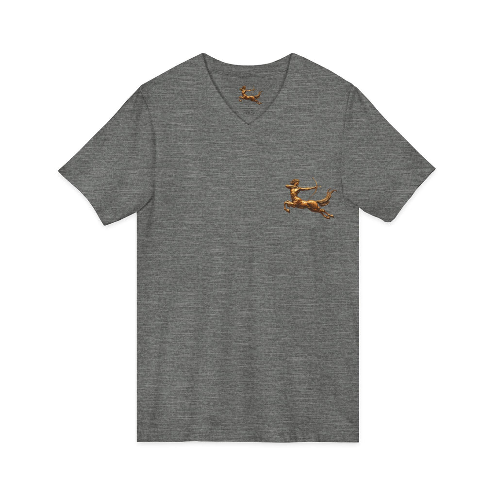 V-neck T-shirt with archer centaur graphic