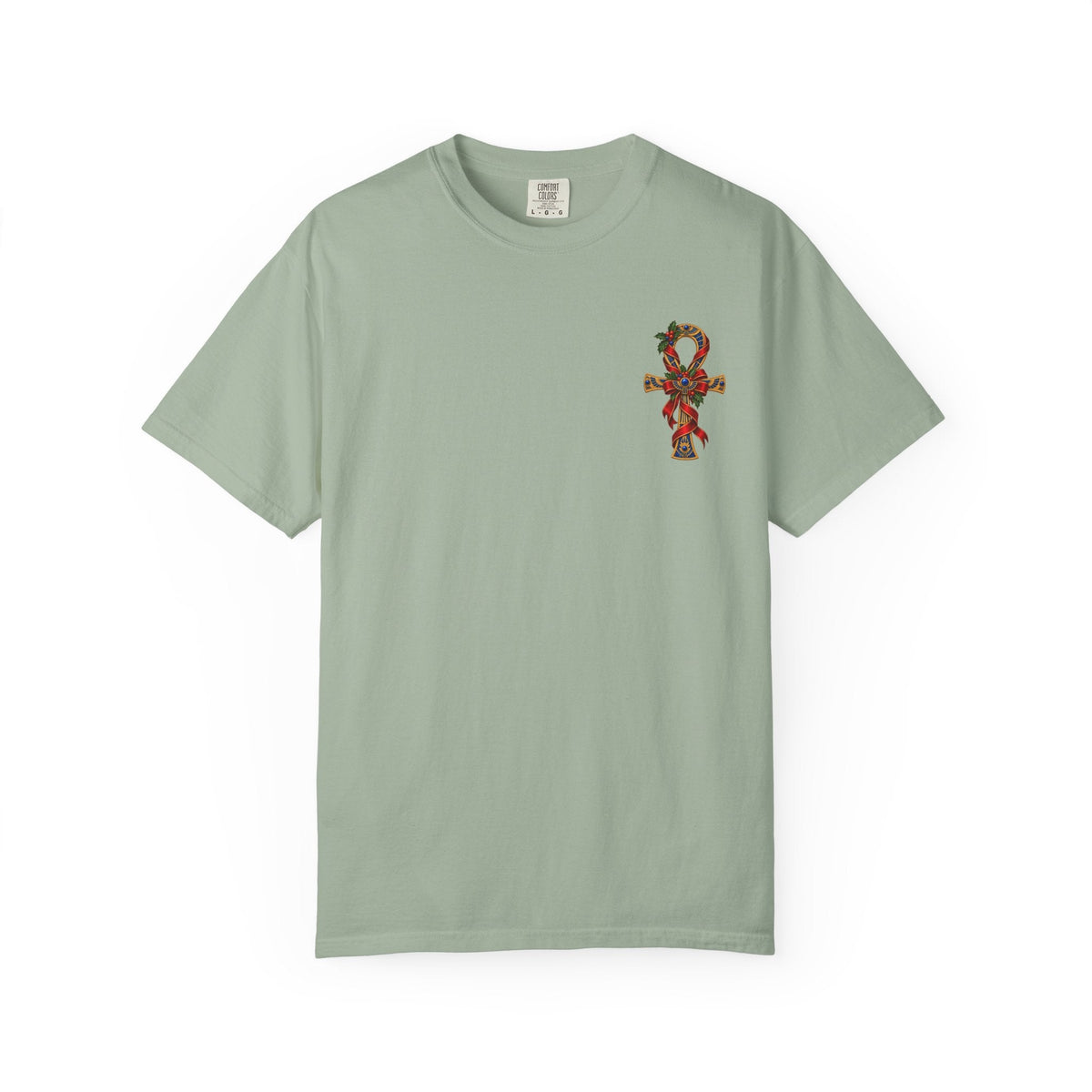 Egyptian Ankh Christmas Ribbon T-Shirt Printify