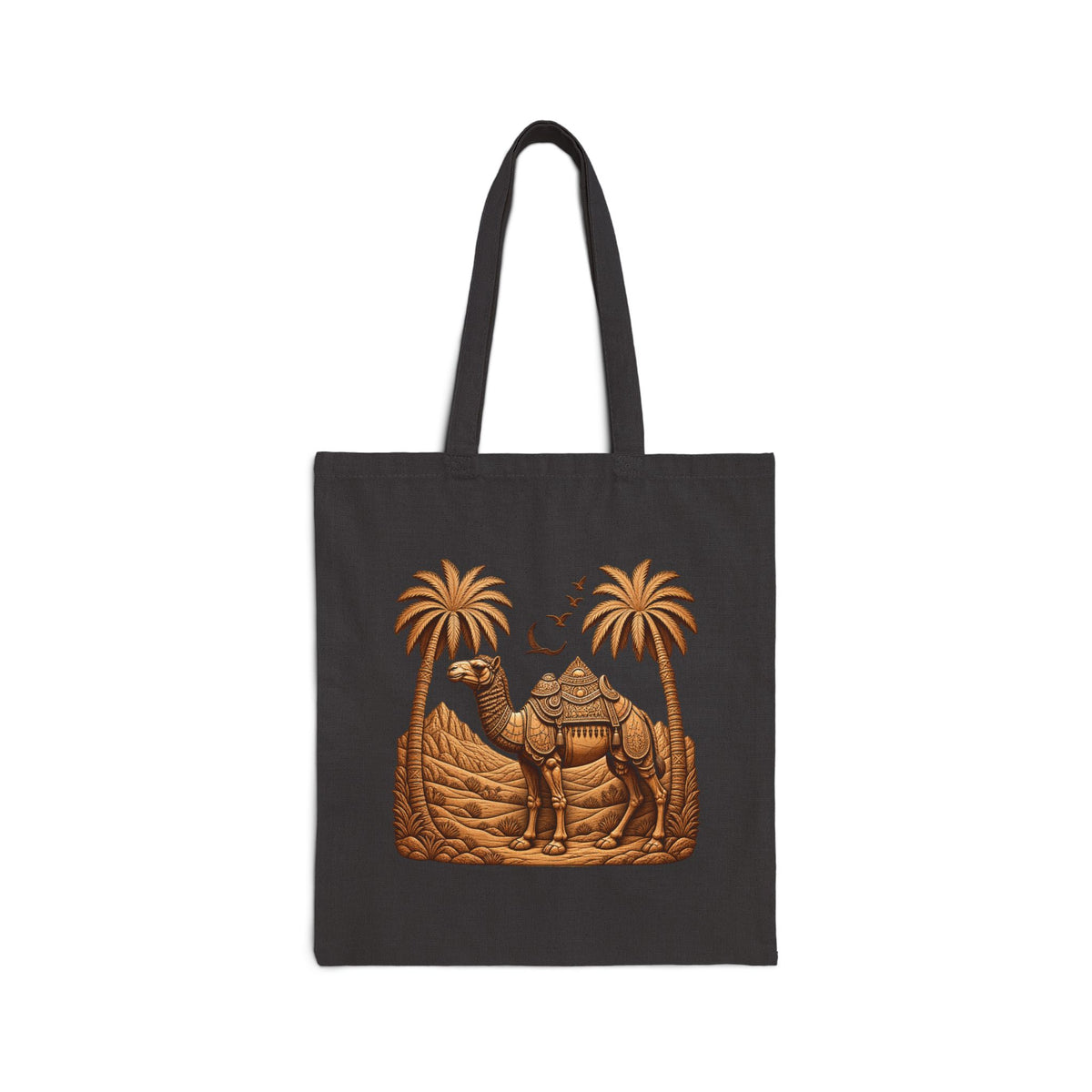 Camel Desert Tote Bag — Boho Palm Tree Canvas Tote Printify