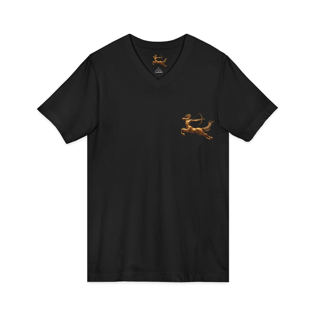 V-neck T-shirt with archer centaur graphic