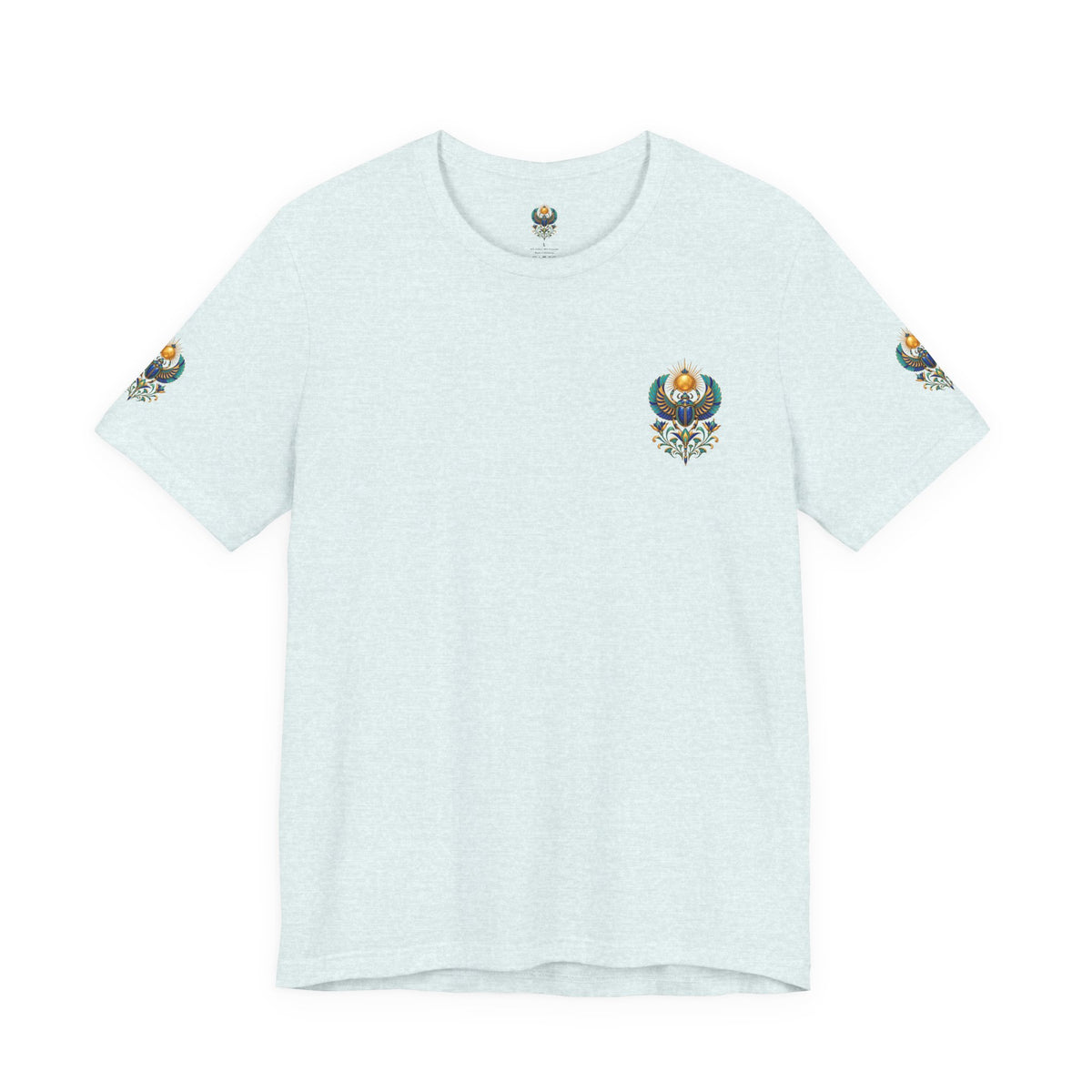 Scarabs & Sun Egyptian Scarab T-Shirt — Golden Sunback Graphic Tee Printify