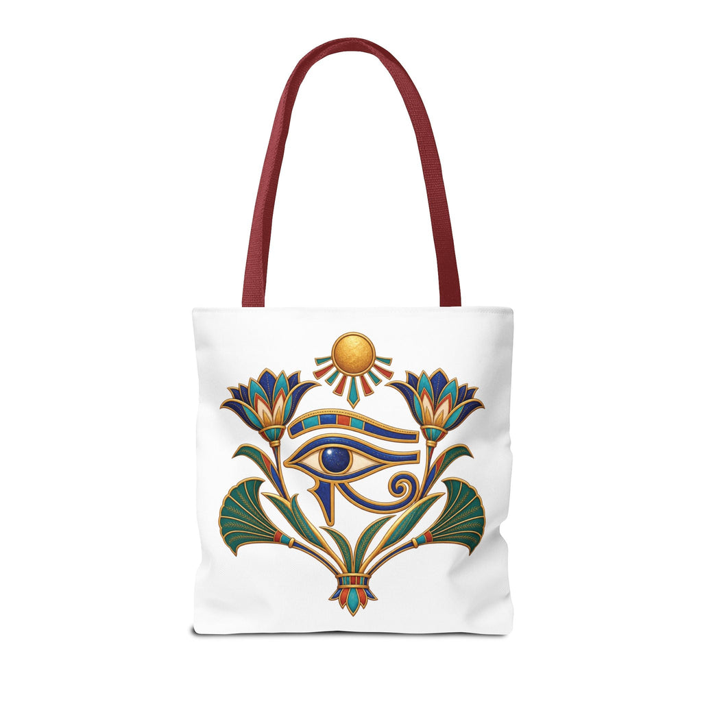 Eye of Horus and lotus Egyptian heritage all-over print tote bag