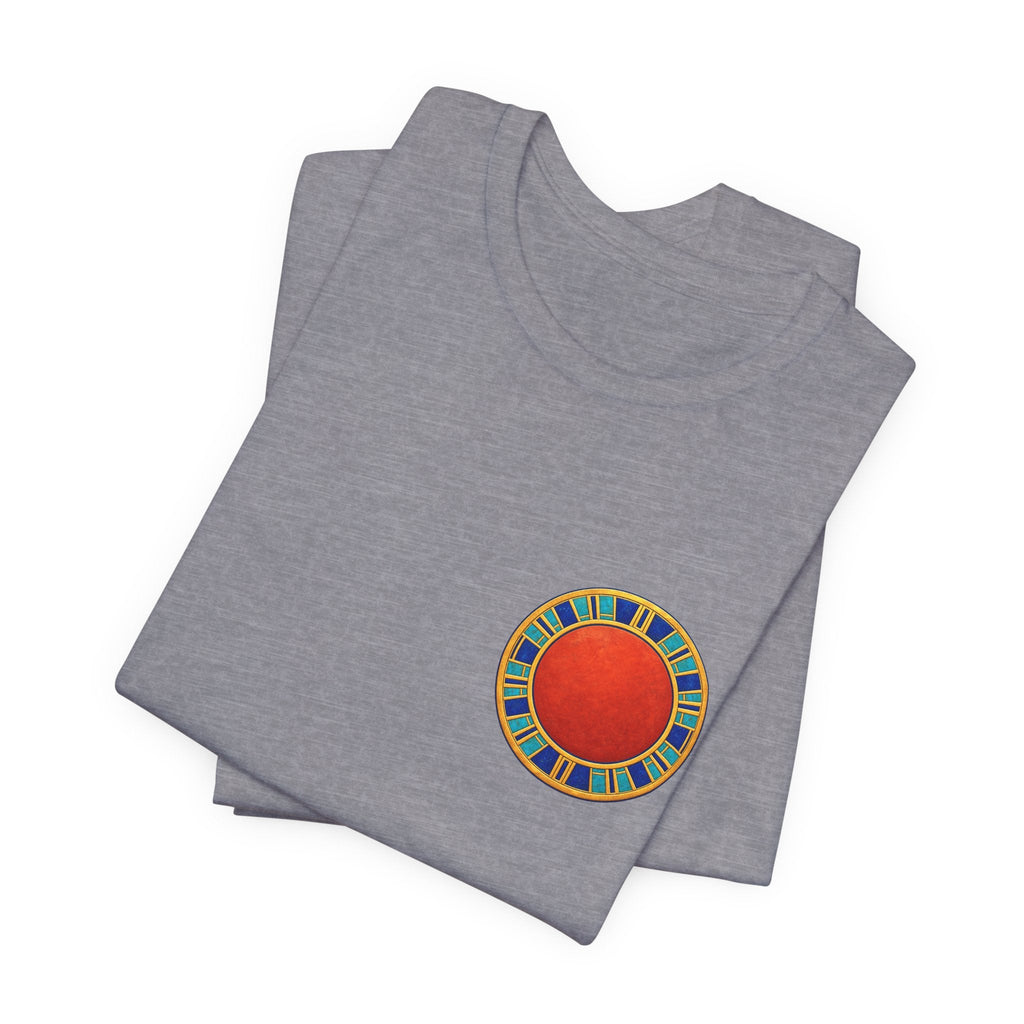 Unisex T-shirt with red Egyptian sun disk chest graphic