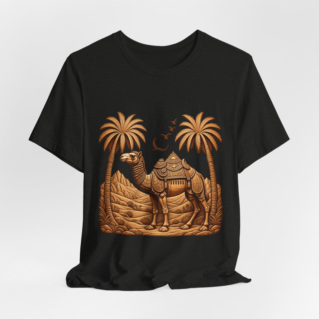 Camel Oasis T-Shirt — Egyptian Desert Palm Graphic Tee Printify