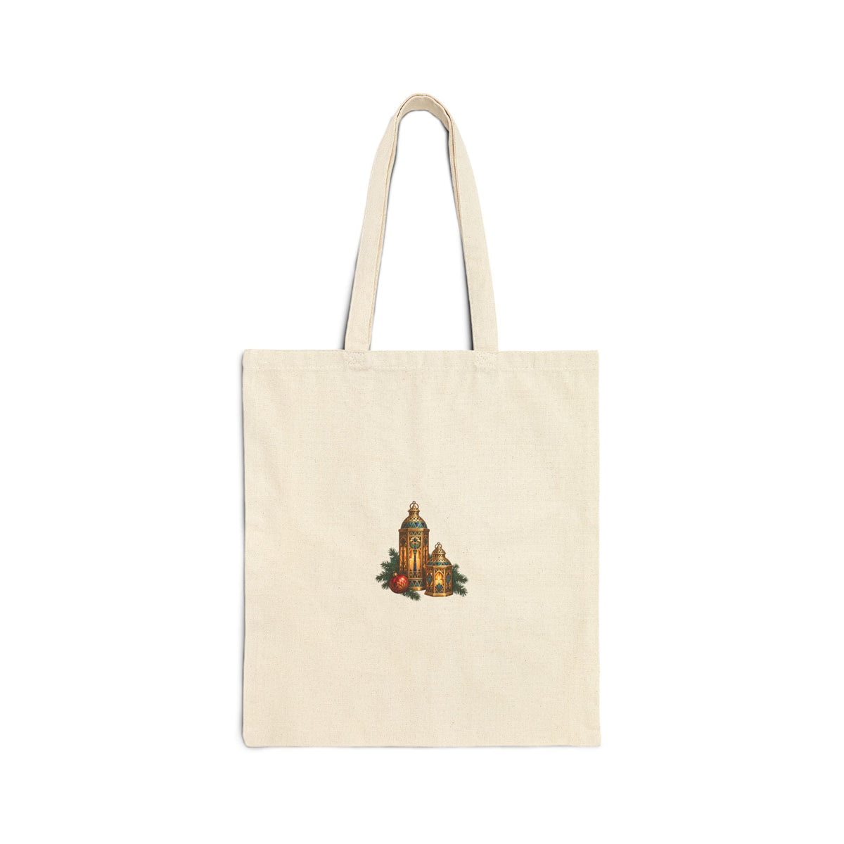Egyptian Lanterns Christmas Canvas Tote — Festive Candlelight Printify
