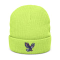 Ribbed knit beanie with embroidered eagle