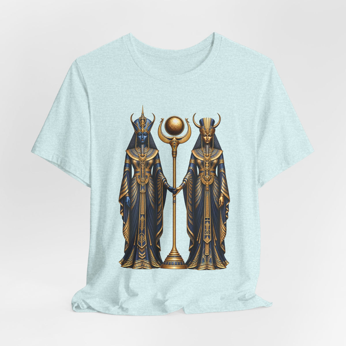 Egyptian Goddess Duo T-Shirt — Ankh & Sun Staff Graphic Tee Printify