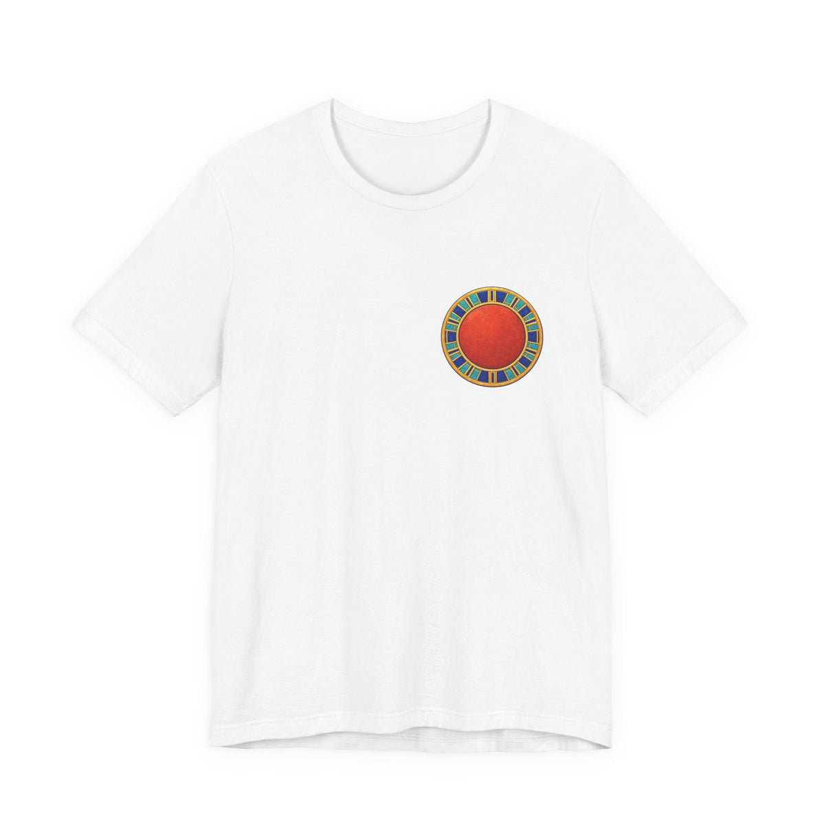 Unisex T-shirt with red Egyptian sun disk chest graphic