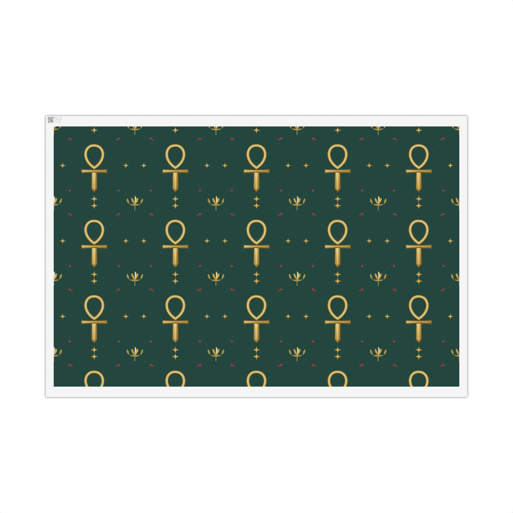 Golden Ankh Christmas Wrapping Paper | Egyptian Heritage Gift Wrap Printify