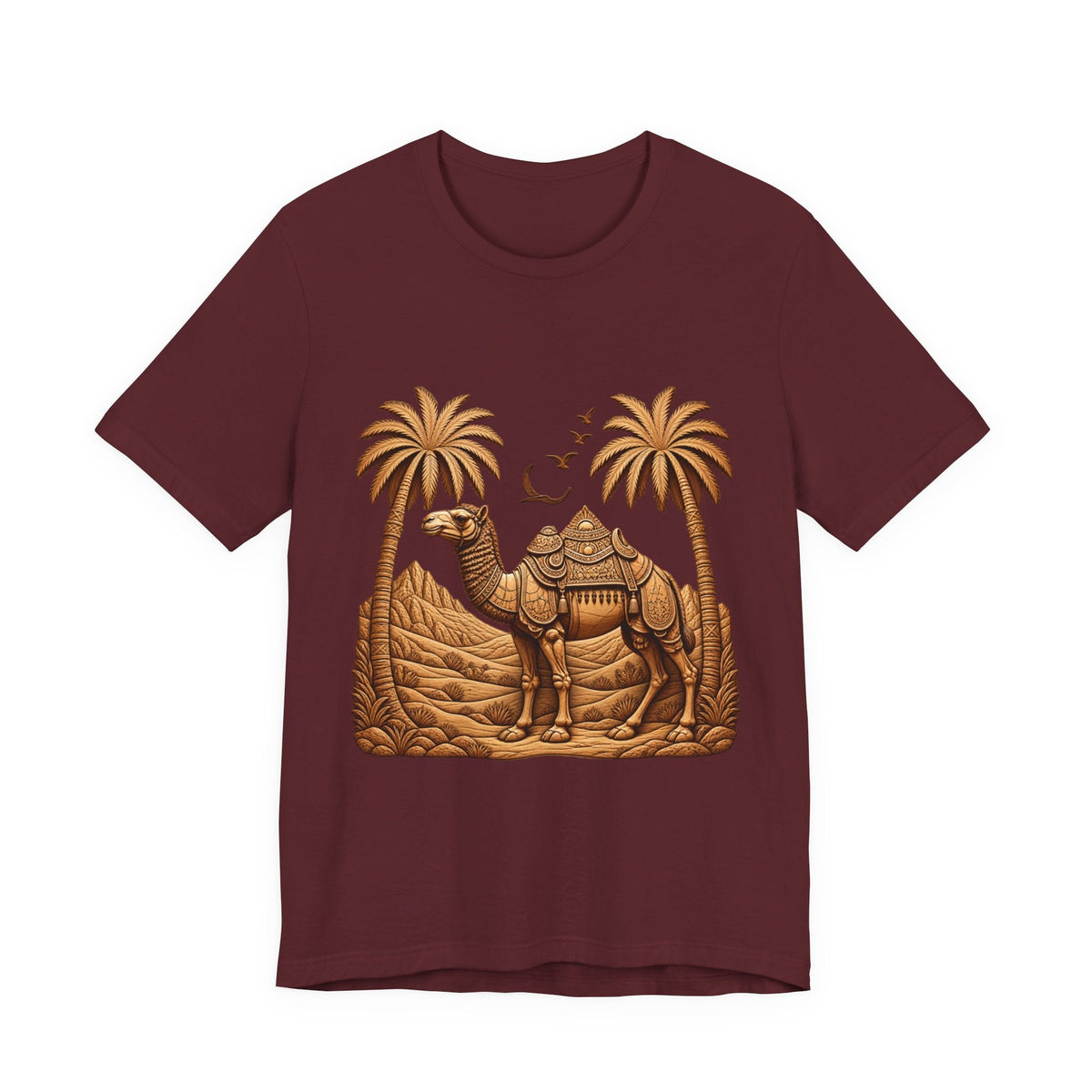 Camel Oasis T-Shirt — Egyptian Desert Palm Graphic Tee Printify