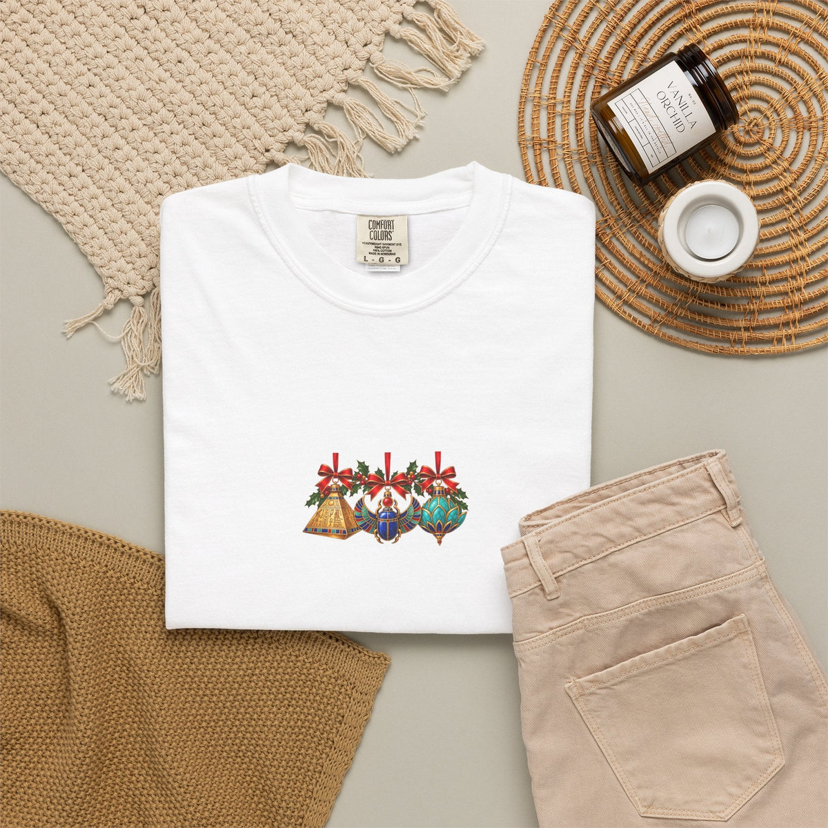 Egyptian Christmas Ornament Trio T-Shirt Printify