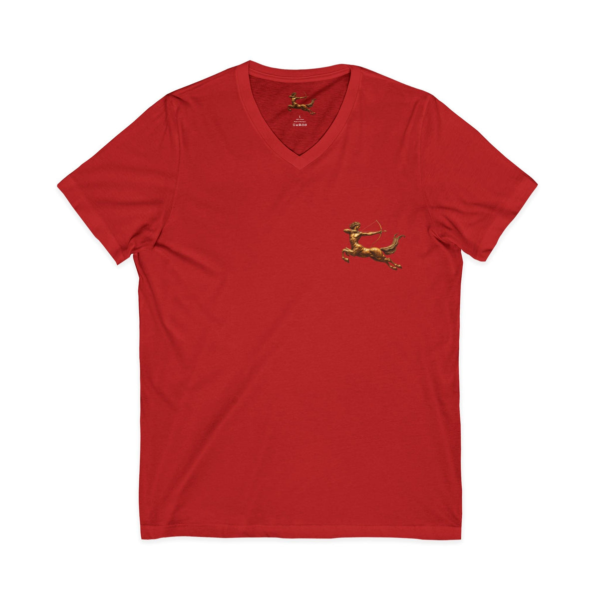 V-neck T-shirt with archer centaur graphic