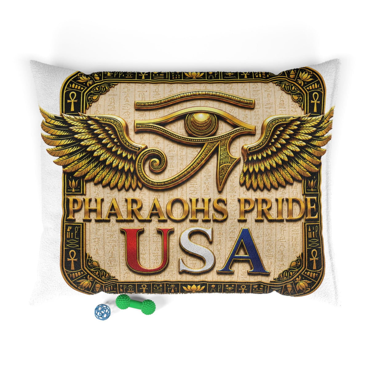 Pharaohs Pride USA Egyptian Heritage indoor pet bed with soft polyester top and cotton underside
