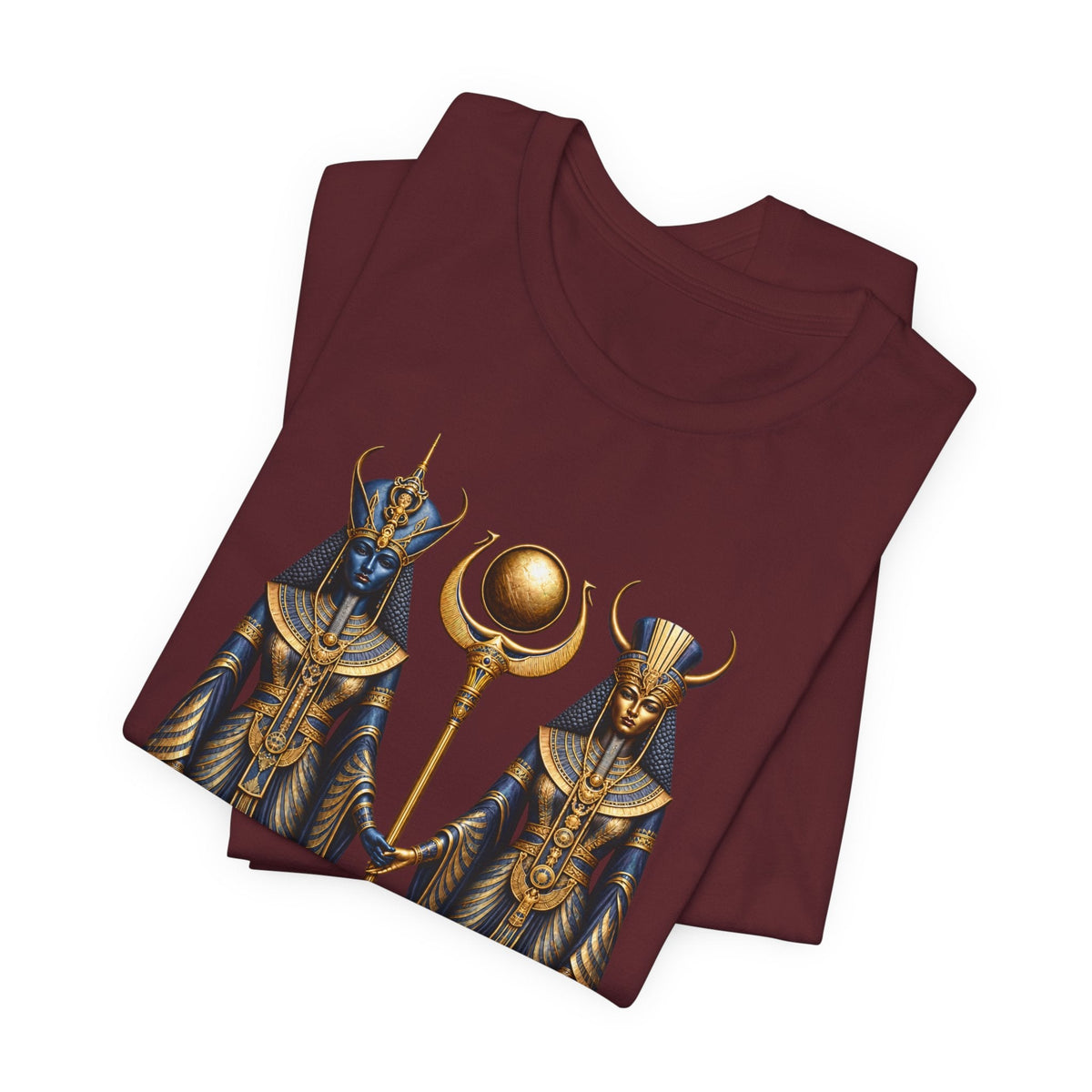 Egyptian Goddess Duo T-Shirt — Ankh & Sun Staff Graphic Tee Printify