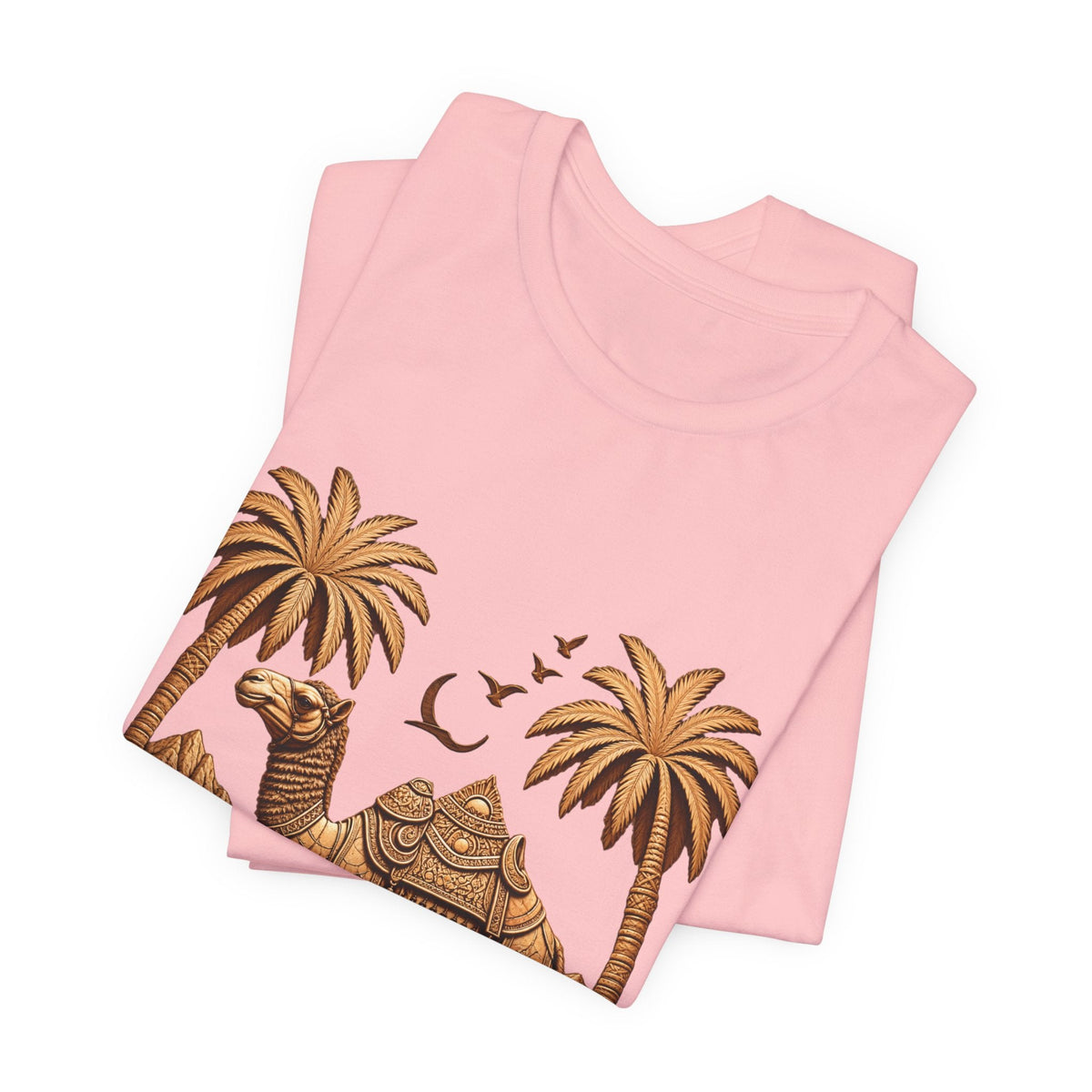 Camel Oasis T-Shirt — Egyptian Desert Palm Graphic Tee Printify