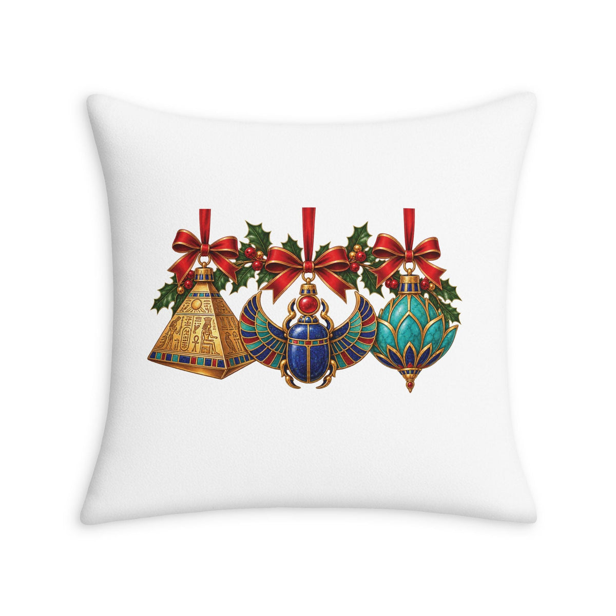 Egyptian Christmas Ornaments Throw Pillow Case Printify