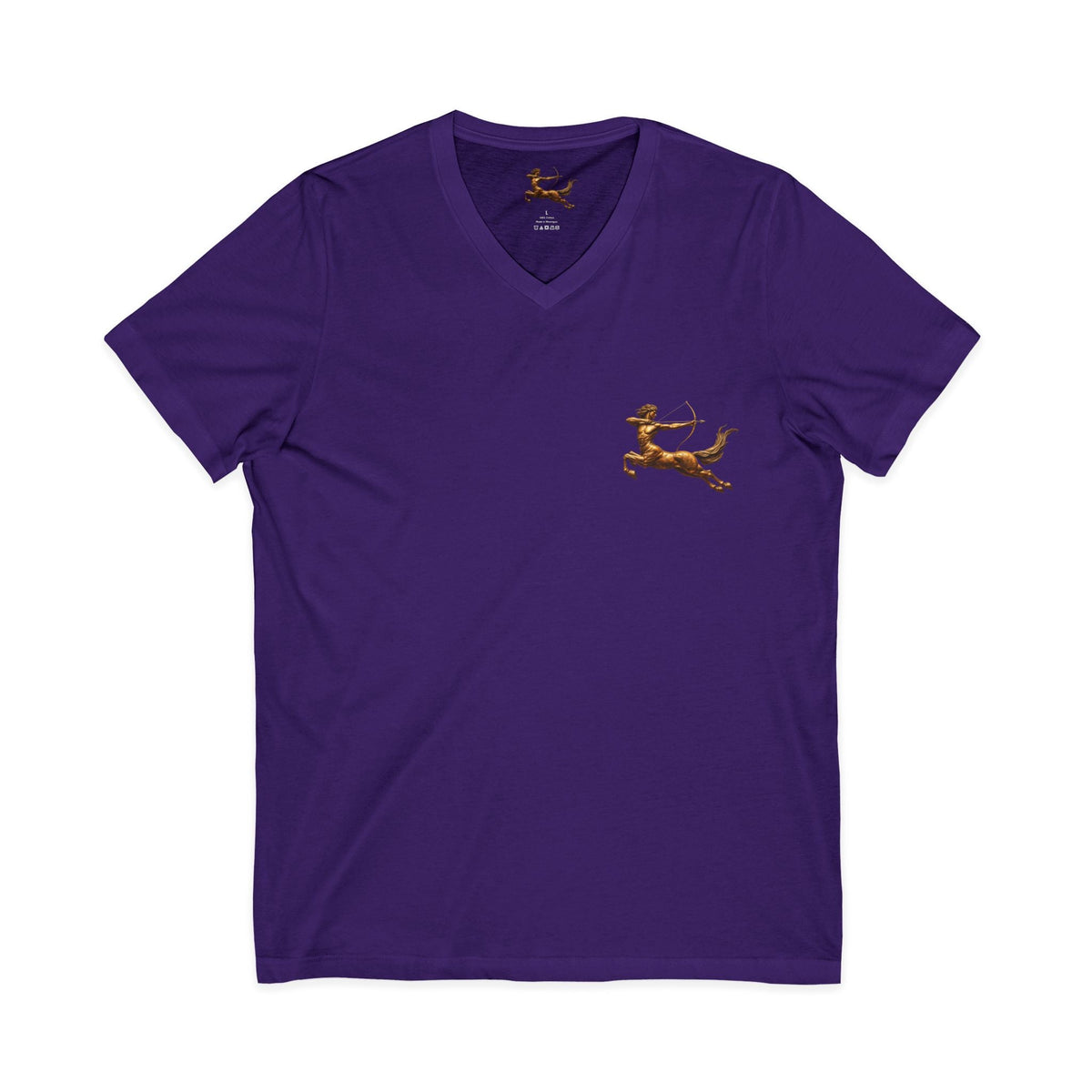 V-neck T-shirt with archer centaur graphic