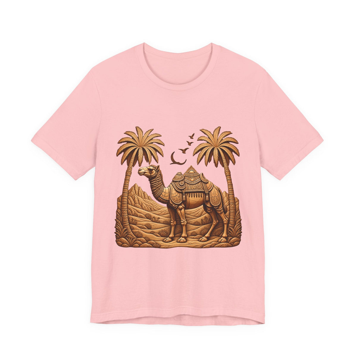 Camel Oasis T-Shirt — Egyptian Desert Palm Graphic Tee Printify