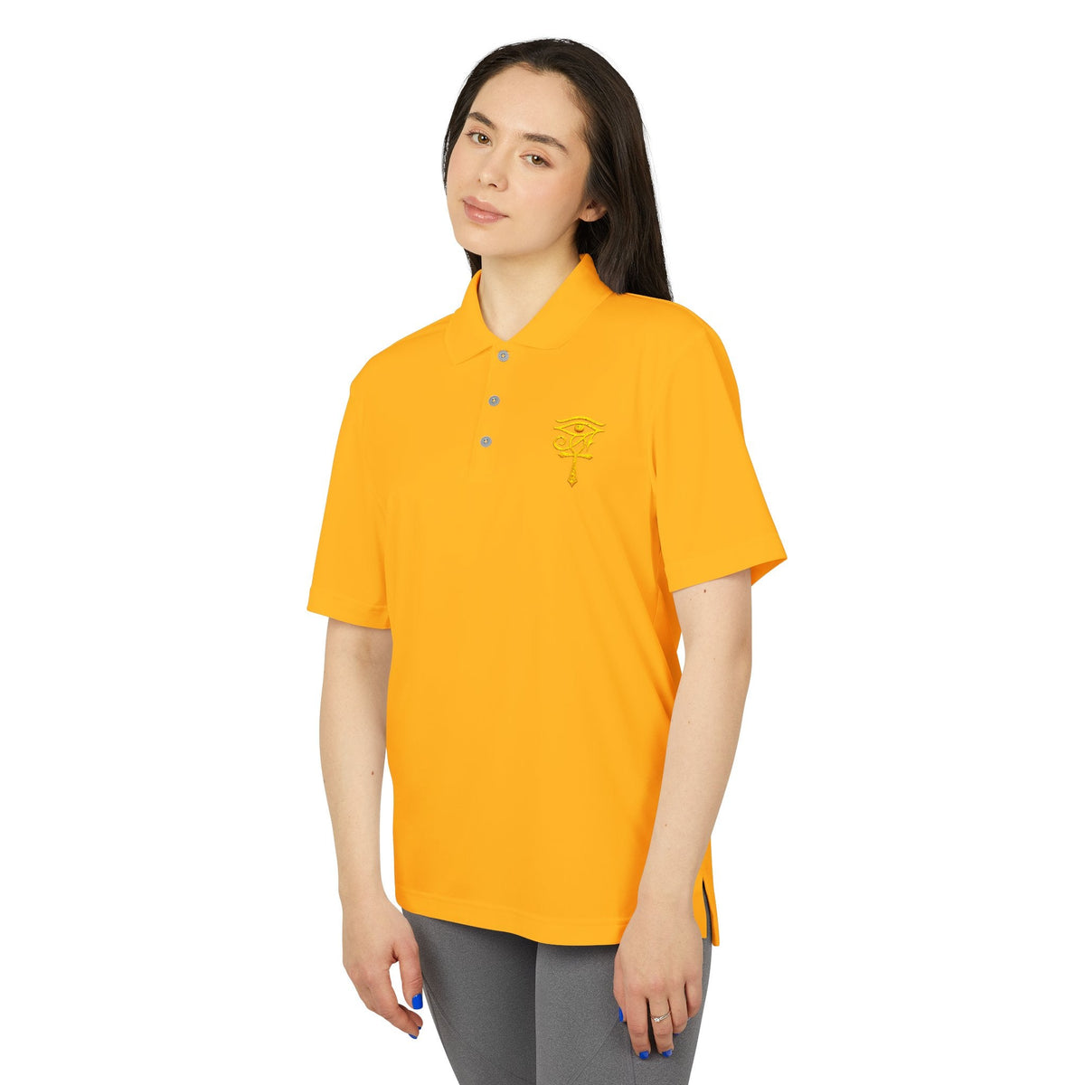 Eye of Horus Polo Shirt — Egyptian Symbol Embroidered Performance Golf Polo Printify